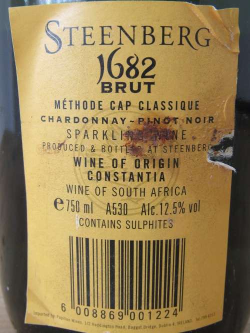 Vintage MCC Sparkling Wine, Steenberg 1682 Brut, 750ml, 12.5%, excellent condition