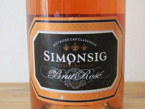 Vintage MCC Sparkling Wine, Simonsig Brut Rose, 750ml, 12%, excellent condition