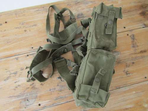 Original old SADF military Webbing Kidney Pouches with straps