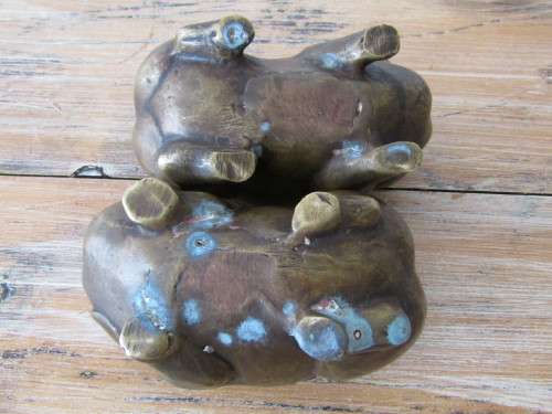 Antique pair of Chinese solid Bronze Fenshui Pigs, Luck, Good fortune and Wealth *Reduced Price*