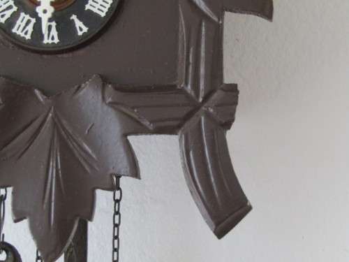 Vintage wall mounted wooden mechanical Cukoo Clock with Weights and Pendulum, made in West Germany