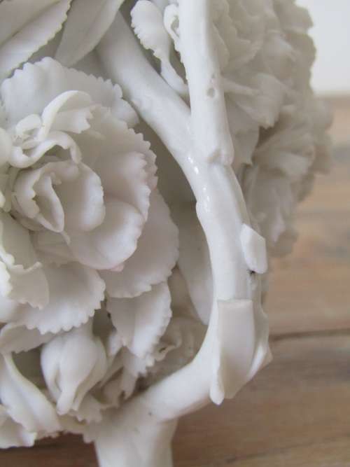 Lot of 3 Bisque ware items, Posy Vase, Incense holder and Cherub Vase, 10cm to 12.5cm