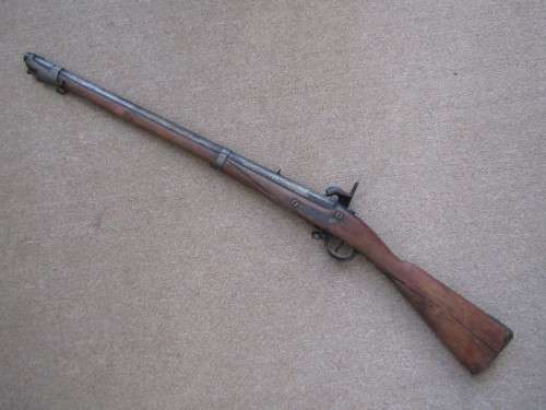 Very old original Flintlock / Percussion cap Muzzleloader Rifle with Ramrod, deactivated, 1.1meter