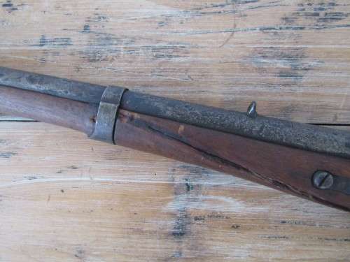 Very old original Flintlock / Percussion cap Muzzleloader Rifle with Ramrod, deactivated, 1.1meter