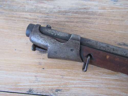 Very old original Flintlock / Percussion cap Muzzleloader Rifle with Ramrod, deactivated, 1.1meter