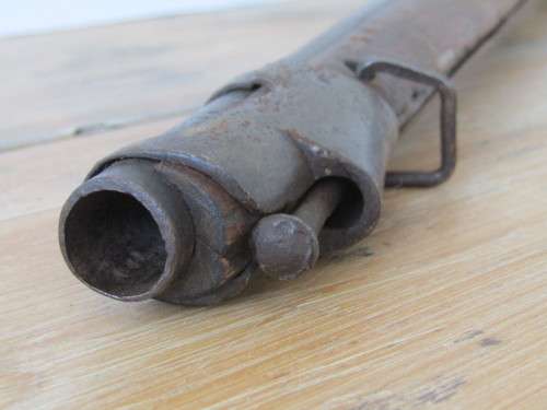 Very old original Flintlock / Percussion cap Muzzleloader Rifle with Ramrod, deactivated, 1.1meter