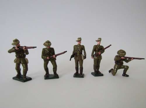 Vintage boxed set of 5 "SA Mounted Infantry 1899 - 1902" lead toy soldiers figures,6cm
