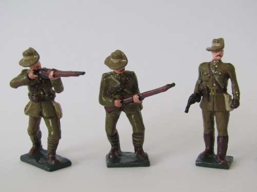 Vintage boxed set of 5 "SA Mounted Infantry 1899 - 1902" lead toy soldiers figures,6cm
