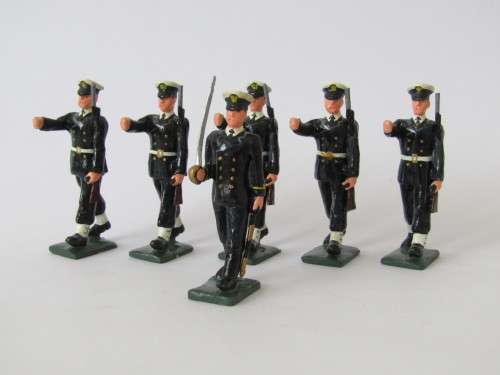 Vintage boxed set of 6 "South African Navy" lead toy soldiers figures, 6cm