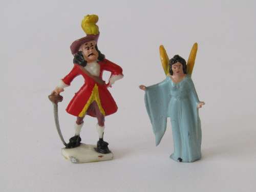 Lot of 2 Disneykins Figurines Marx Toys Hong Kong 1961, Captain Hook and Blue Fairy