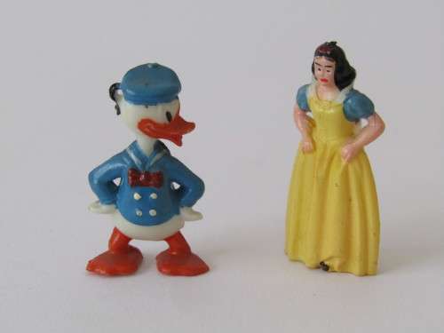 Lot of 2 Disneykins Figurines Marx Toys Hong Kong 1961, Donald Duck and Snow White
