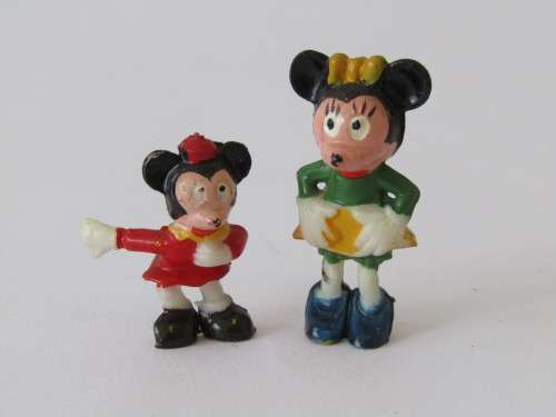 Lot of 2 Disneykins Figurines Marx Toys Hong Kong 1961, Minnie and Monty