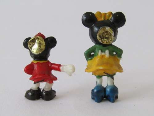 Lot of 2 Disneykins Figurines Marx Toys Hong Kong 1961, Minnie and Monty