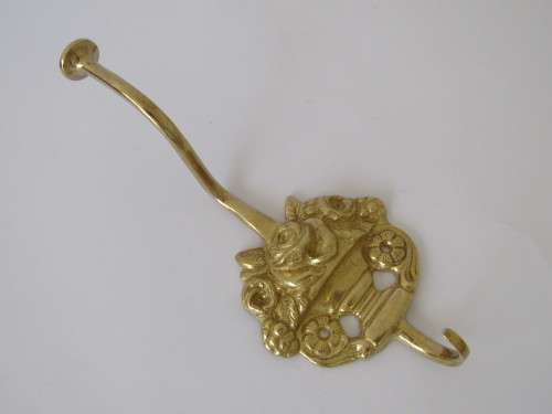 Vintage brass wall mounted Clothes Hook, 21cm, like new - 3 available