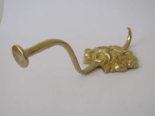 Vintage brass wall mounted Clothes Hook, 21cm, like new - 3 available