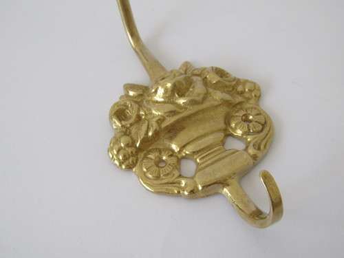 Vintage brass wall mounted Clothes Hook, 21cm, like new - 3 available