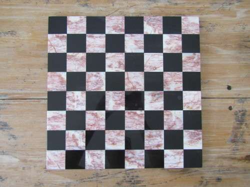 Complete vintage Marble and Glass Chess Set, board 36cm x 36cm, excellent condition