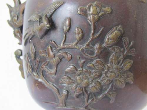 Very old and rare Japanese solid Bronze Vase / Burner in excellent condition, Dragons, large 25cm