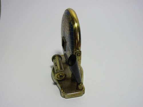 Vintage brass and enamel Desk Calander and Pen Stand in excellent working condition, 12.5cm high