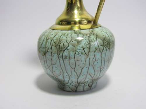 3 Beautiful vintage Delft brass and porcelain Jugs and 1 Ashtray in excellent condition 12cm to 19cm