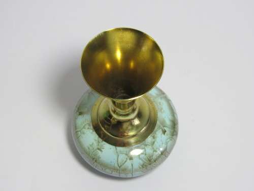 3 Beautiful vintage Delft brass and porcelain Jugs and 1 Ashtray in excellent condition 12cm to 19cm