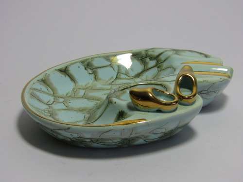 3 Beautiful vintage Delft brass and porcelain Jugs and 1 Ashtray in excellent condition 12cm to 19cm