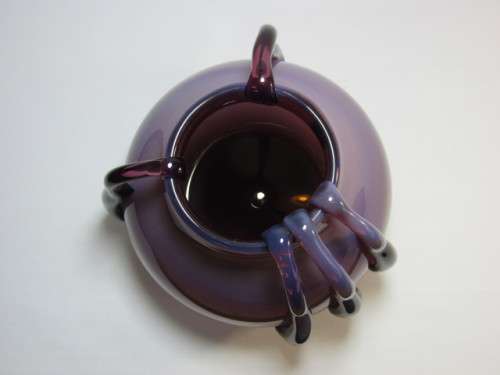 Exquisite vintage Purple art glass Vase from Lucyna Huta Szkla, Polish, original label, 19cm x 20cm