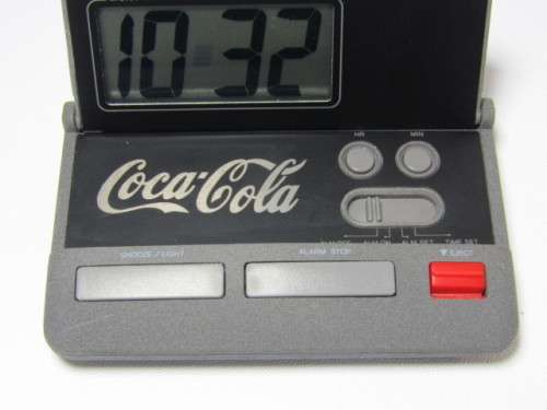 Vintage boxed Coca Cola LCD Alarm travel Clock in perfect working condition, 9cm x 5.5cm