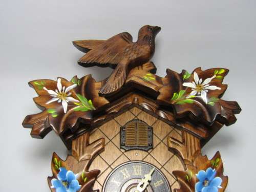 Vintage Hand decorated German Engstler Musical Cucoo Clock, battery operated, working, 34 x 24cm