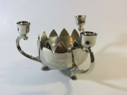 Vintage 3 arm silverplated Candle Holder with centre Bowl, approx 19cm x 11cm