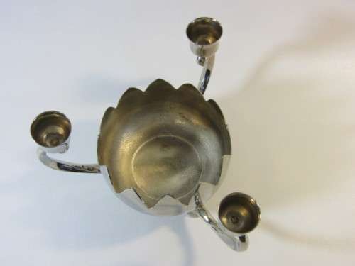 Vintage 3 arm silverplated Candle Holder with centre Bowl, approx 19cm x 11cm
