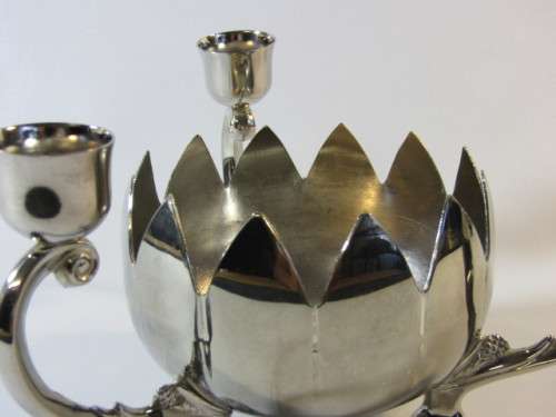 Vintage 3 arm silverplated Candle Holder with centre Bowl, approx 19cm x 11cm