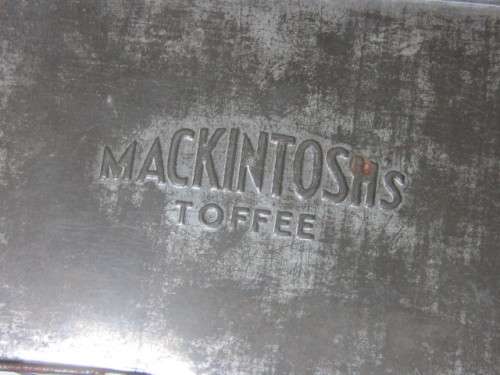 Lot of 2 old and collectable Tins, Braganza Tea 17cm and Mackintosh's Toffee Tin 17cm