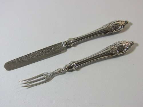 Vintage hallmarked solid sterling silver small Knife and Fork Set in excellent condition, 15cm, 27g