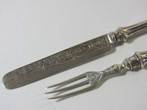Vintage hallmarked solid sterling silver small Knife and Fork Set in excellent condition, 15cm, 27g