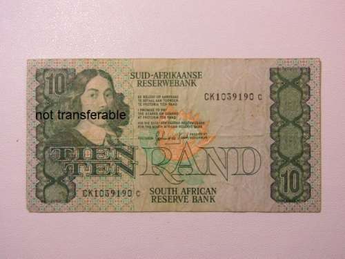 Old South African Gerhard de Kock R10 Bank Note in excellent condition