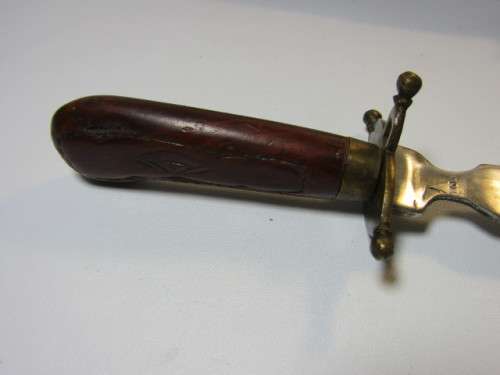 Vintage Indian Carving Set with carved wooden handles and Sheath, brass fittings and feet, excellent