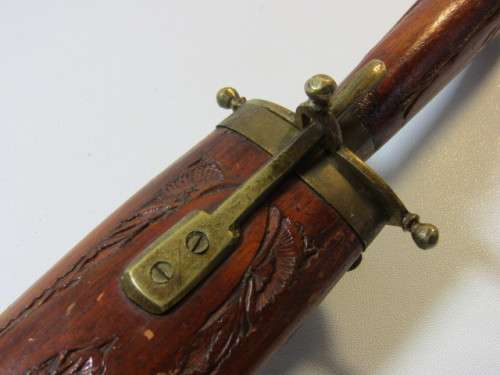 Vintage Indian Carving Set with carved wooden handles and Sheath, brass fittings and feet, excellent