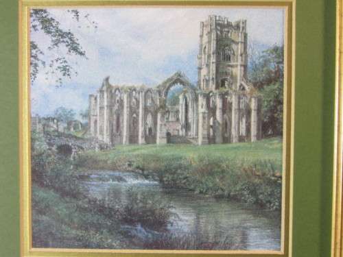Vintage lot of 3 silk art paintings, framed and glass, excellent condition
