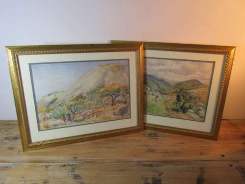 Lot of 2 original Margaret Tozer watercolour on paper Paintings behind glass and framed, 51cm x 41cm