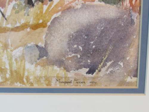 Lot of 2 original Margaret Tozer watercolour on paper Paintings behind glass and framed, 51cm x 41cm