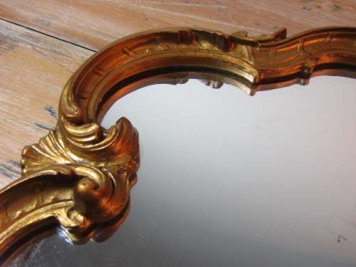 Beautiful vintage Mirror in ornate gilded Frame with scroll motive, excellent condition, 54cm x 68cm