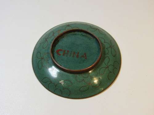 Vintage lot of 2 Cloisonne items, Plate and Vase, in excellent condition, 9.5cm and 7cm