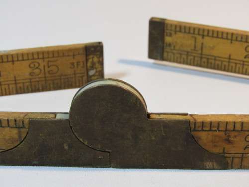 Vintage chromed General Electric hand held Spotlight, working and a 3FT wood and brass folding Ruler