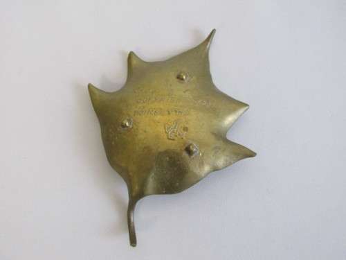 Lot of 2 very old solid brass items, 1948 Poinsettia Leaf tray and footed Bowl