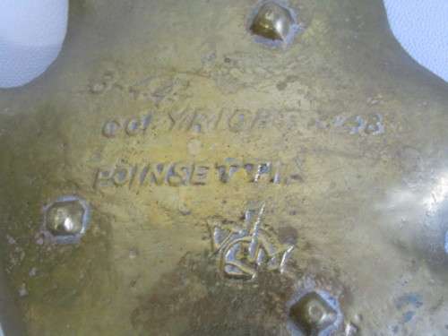 Lot of 2 very old solid brass items, 1948 Poinsettia Leaf tray and footed Bowl