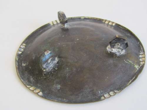 Lot of 2 very old solid brass items, 1948 Poinsettia Leaf tray and footed Bowl