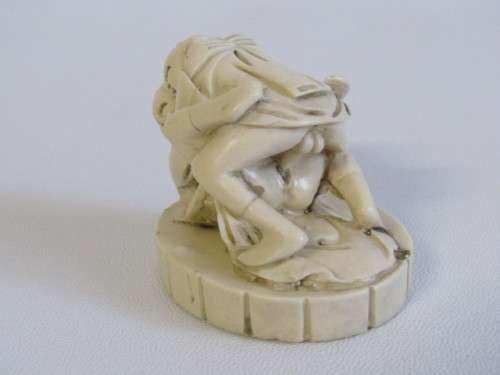 Lot of 4 hand carved vintage Japanese Erotic Netsuke Figurines, 7cm x 4cm, Adults Only