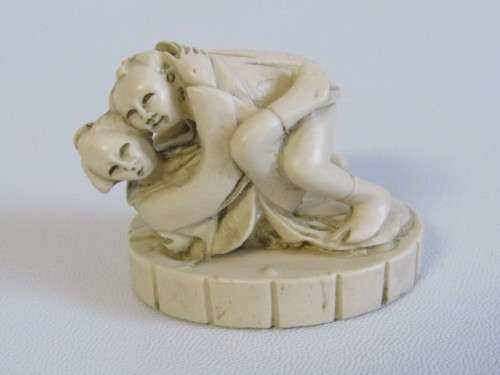 Lot of 4 hand carved vintage Japanese Erotic Netsuke Figurines, 7cm x 4cm, Adults Only