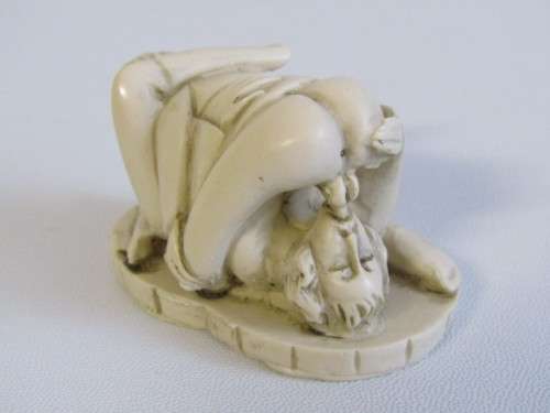 Lot of 4 hand carved vintage Japanese Erotic Netsuke Figurines, 7cm x 4cm, Adults Only